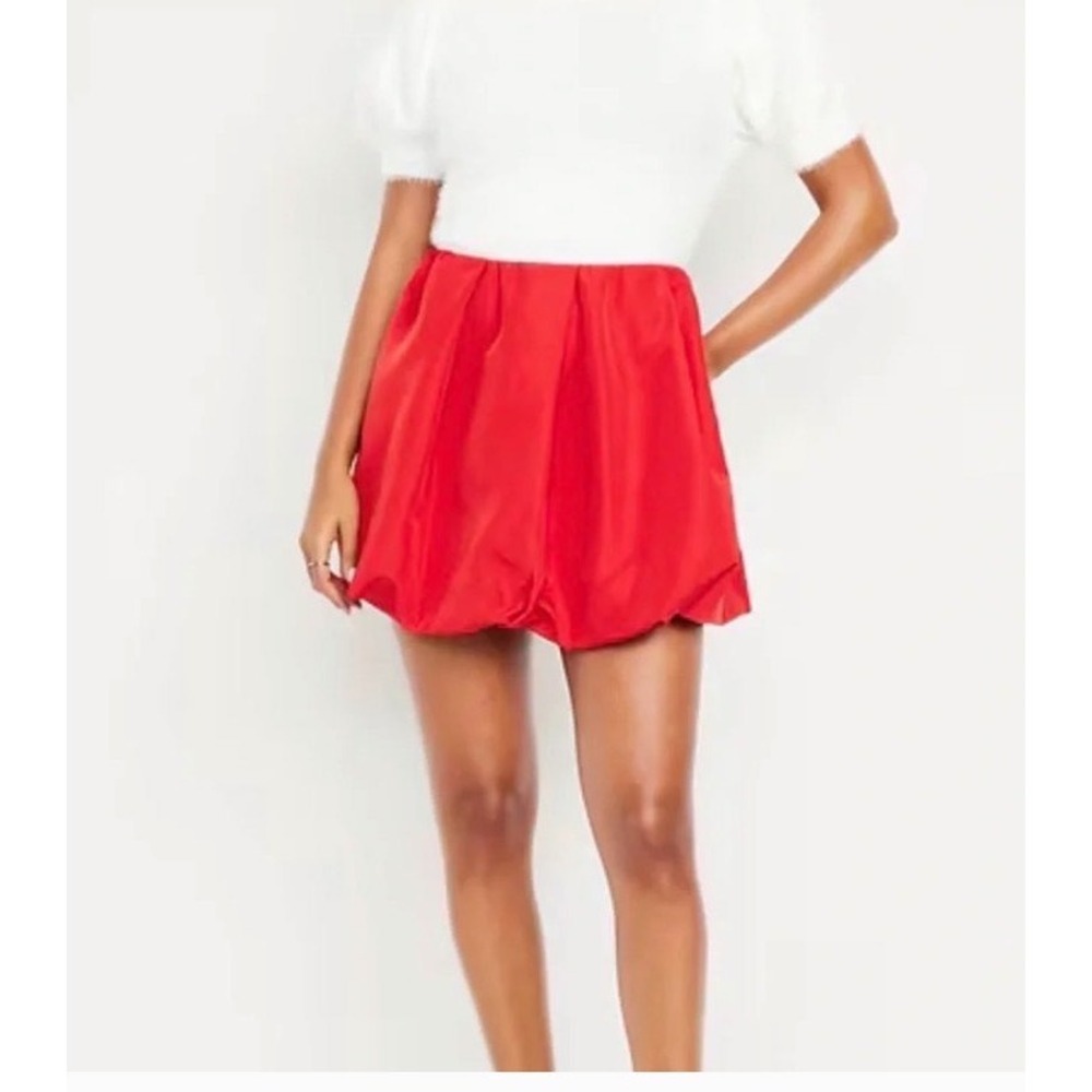 NEW Old Navy XXL Taffeta Bubble Mini Skirt Amaryllis Red High Waist Pockets Y2K